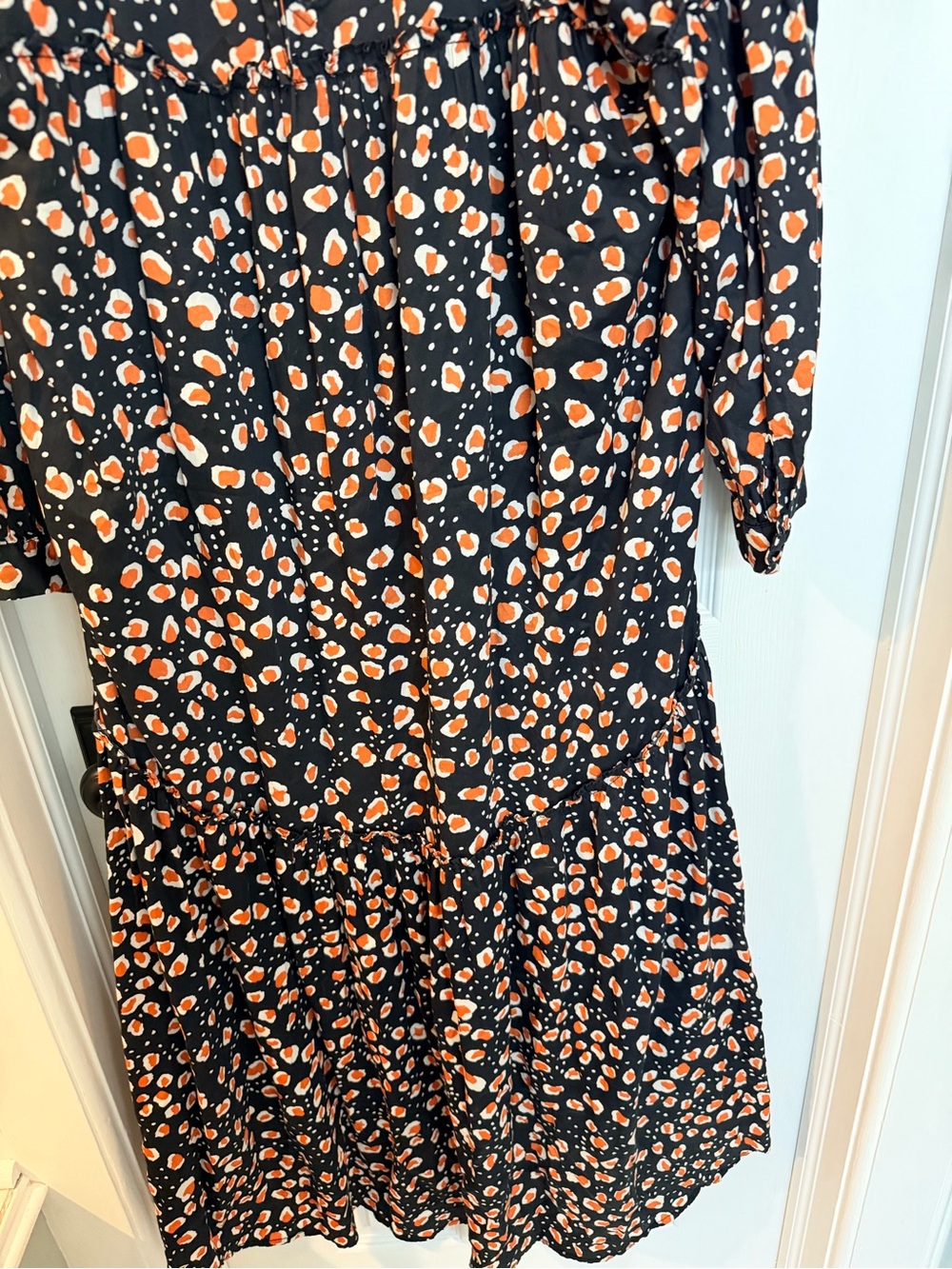 🧡 Who What Wear Abstract Print Tiered Maxi Dress – Black & Orange - Picture 8 of 8